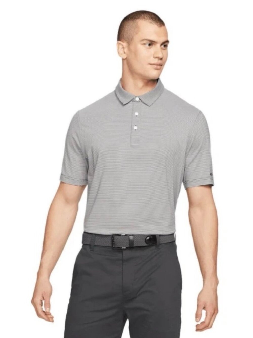 NIKE Dri-FIT Striped Golf Polo Men's Size XX-Large Tall Dark Grey